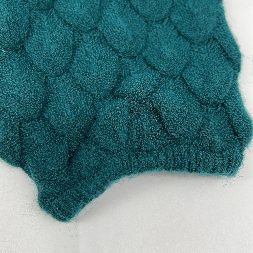 Lane Bryant Dark Teal Crew Neck Sweater Textured Bubble Sleeve 14/16 Mermaidcore - Picture 7 of 16